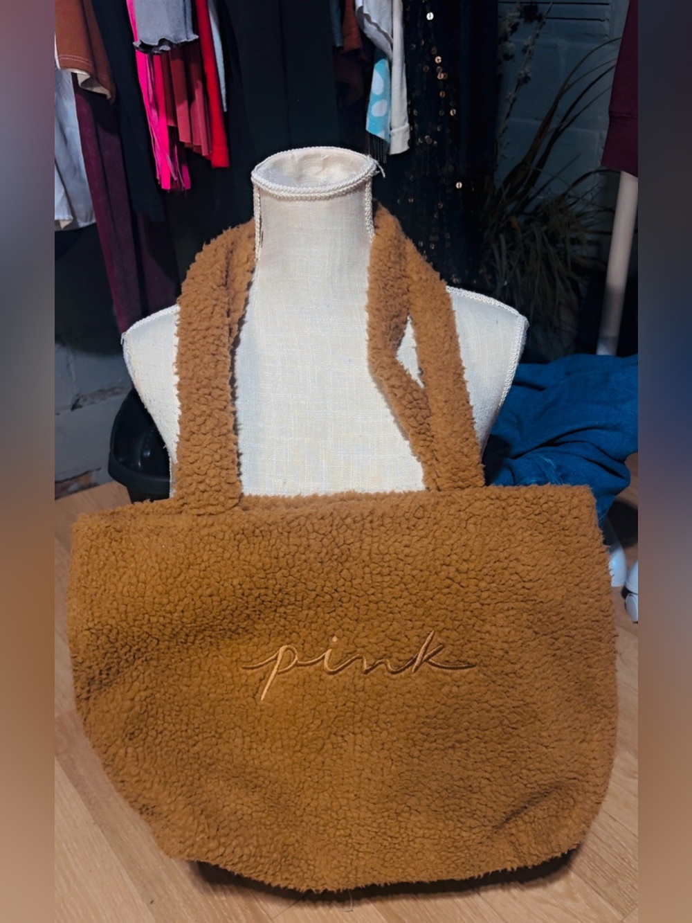 PINK Victoria's Secret Camel Sherpa Tote Bag